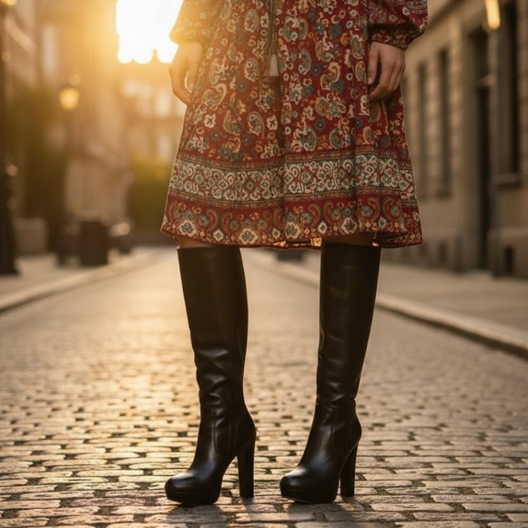 Michael Kors Shoes - MICHAEL KORS Black Leather Tall Boots Women Size 9